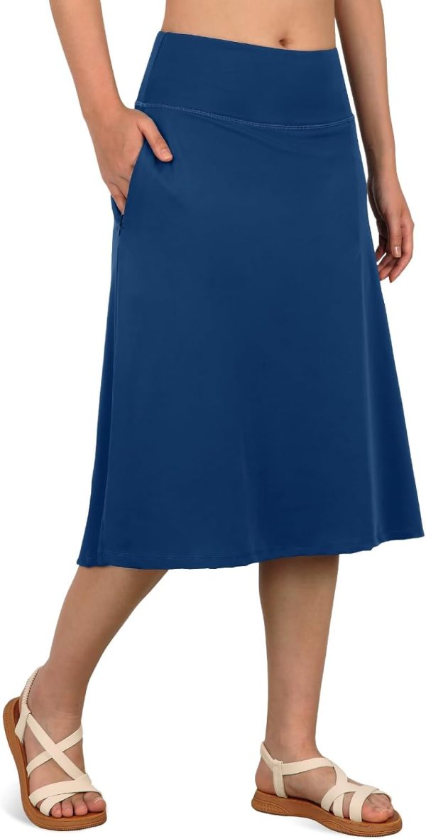 Women's Swim Skirts with Leggings 26 Midi Length Modest Long Skirted Bottom Swimwear with Zipper Pockets