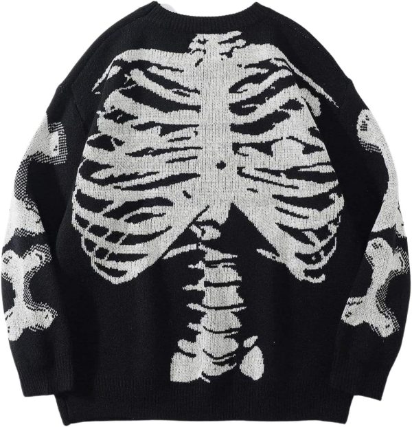 Aelfric Eden Skeleton Sweater Crew Neck Vintage Oversized Long Sleeve Y2k Pullover Skull Halloween Sweater